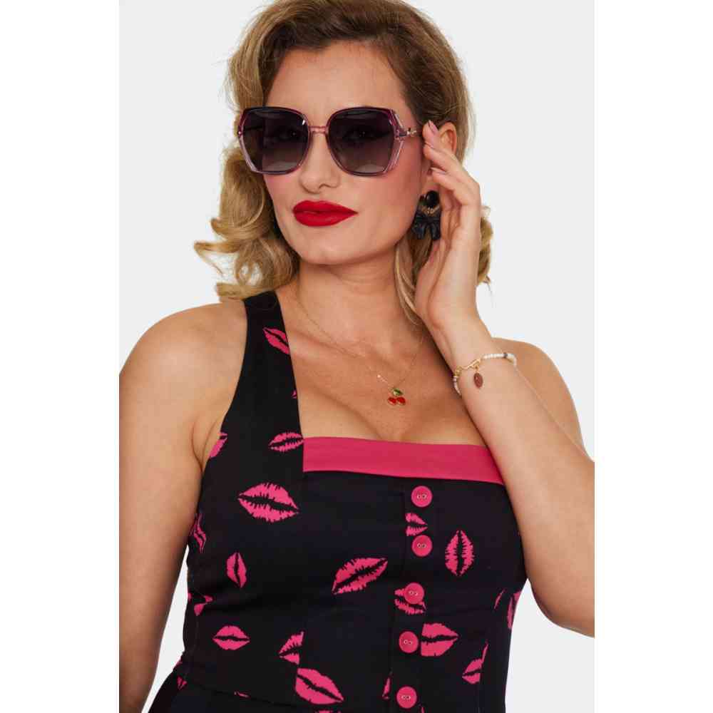 Voodoo Vixen - Star And Glitter Oversized Sunglasses - Purple